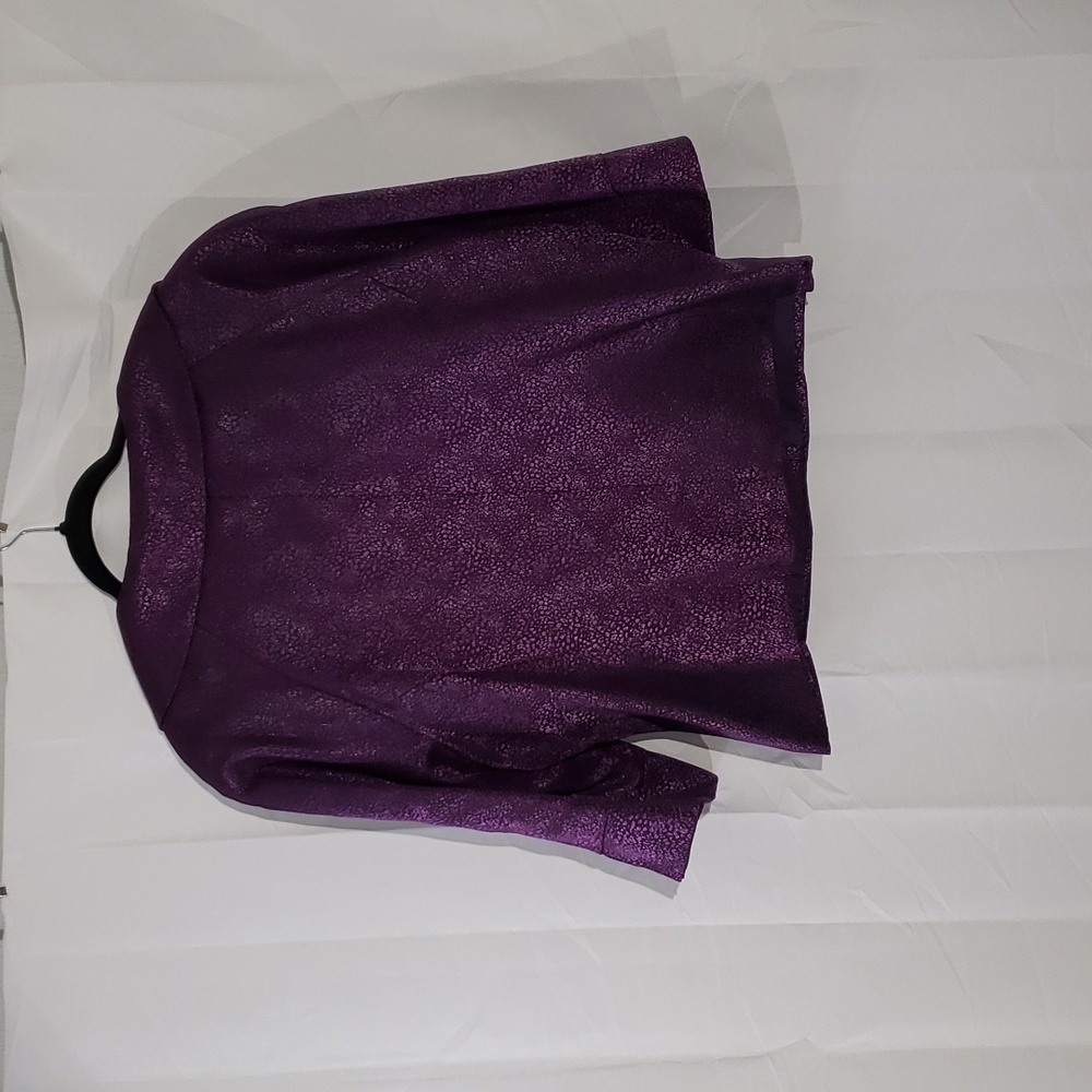 2 piece suit purple metallic blazer&skirt set size 22W. - Picture 3 of 13